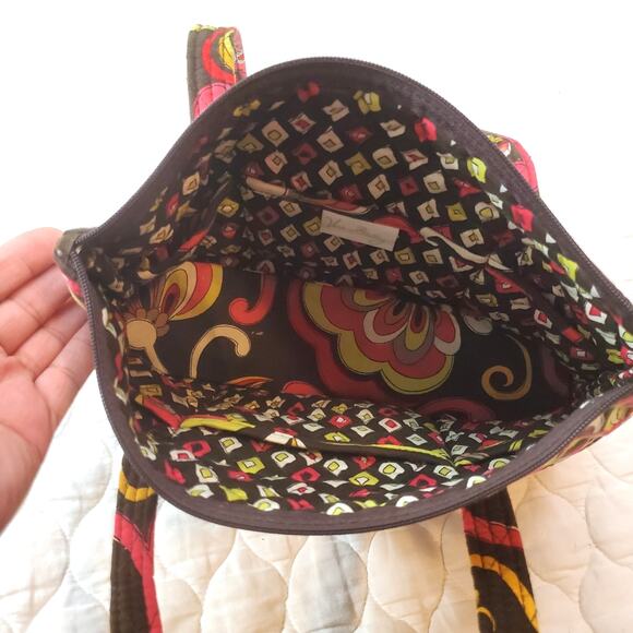 Vera Bradley Brown Floral Puccini Cotton Quilted Shoulder Bag Purse Collectible - Picture 4 of 8